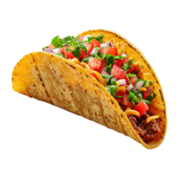 AI generated Mexican tacos with meat and vegetables isolated on transparent background png