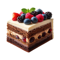 AI generated Delicious cake with berries isolated on transparent background png