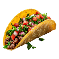 AI generated Mexican tacos with meat and vegetables isolated on transparent background png