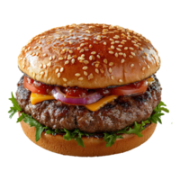 ai generiert groß Hamburger isoliert auf transparent Hintergrund png