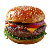AI generated Big hamburger isolated on transparent background png