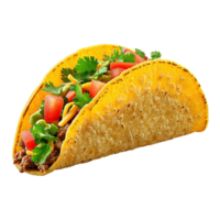 AI generated Mexican tacos with meat and vegetables isolated on transparent background png