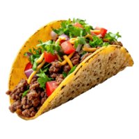 AI generated Mexican tacos with meat and vegetables isolated on transparent background png