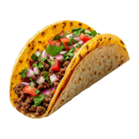 ai gegenereerd Mexicaans taco's met vlees en groenten geïsoleerd Aan transparant achtergrond png