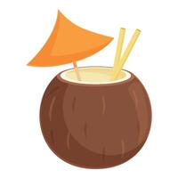 Bali coconut cocktail icon cartoon vector. Summer beach party vector