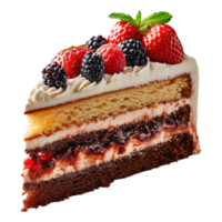 AI generated Delicious cake with berries isolated on transparent background png