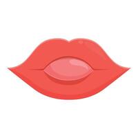 Cute sexy lips with short tongue view icon cartoon vector. Woman fun vector