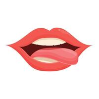 rojo sexy labios icono dibujos animados vector. abierto cara boca vector