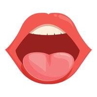 Big open mouth with red lips icon cartoon vector. Woman talk vector