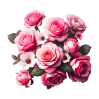 AI generated Pink rose flowers in a floral arrangement with a transparent background png