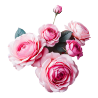 AI generated Pink rose flowers in a floral arrangement with a transparent background png