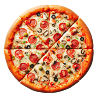 ai gerado delicioso saboroso fatia do calabresa pizza em transparente fundo png