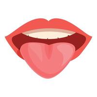 Tongue smile woman icon cartoon vector. Sexy red lips vector