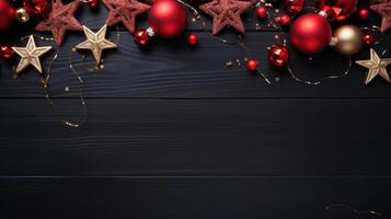 AI generated christmas party background with copy space photo