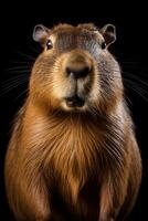 AI generated Portrait of a happy capybara photo