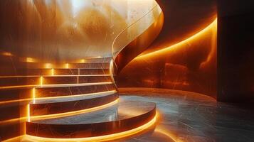 ai generado iluminado espiral escalera foto