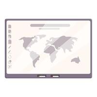 Global interactive map icon cartoon vector. Touch screen vector