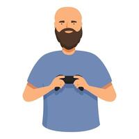 Bearded young gamer icon cartoon vector. Digital room tv vector