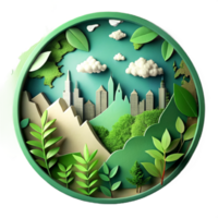 AI generated World environment and earth day concept, paper cut png
