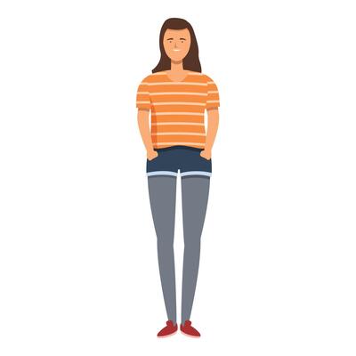 Hipster girl in shorts icon cartoon vector. Camera retro culture