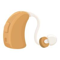 Plastic hearing aid icon cartoon vector. Level sound medicine vector