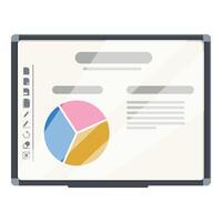 Media pie chart monitor icon cartoon vector. Interactive board vector