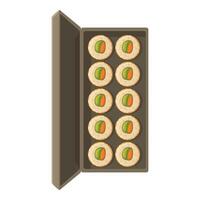 Open sushi box icon cartoon vector. Meal takeout deliver vector