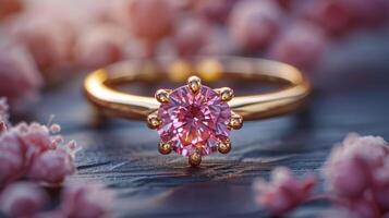 AI generated Close Up of a Pink Diamond Ring photo