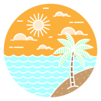 illustration of beach monoline or line art style png