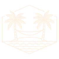 illustration of beach and hammock monoline or line art style png