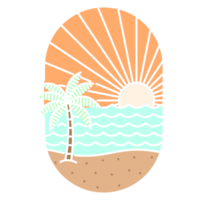 illustration of beach monoline or line art style png