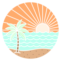 illustration of beach monoline or line art style png