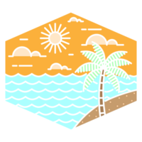 illustration of beach monoline or line art style png