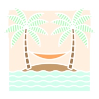 illustration of beach and hammock monoline or line art style png