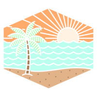 illustration of beach monoline or line art style png