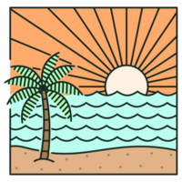 illustration of beach monoline or line art style png