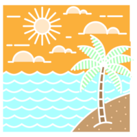 illustration of beach monoline or line art style png