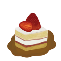 A slice of delicious strawberry cake on a plate. Strawberry cake symbol on transparent background for web banner internet ads. png