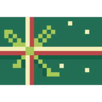Cute pixel Christmas gift, green present box png