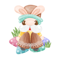 Easter Clipart.Cute digital painting watercolor Easter gnome element ,isolated Easter gnome illustration.cartoon character hand drawn png. png