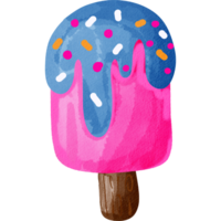 Pink Ice Cream with Blue Sauce Drizzled on Top png