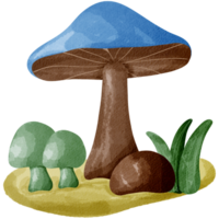 Blue mushrooms and grass png