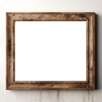 ai generado vacío transparente natural de madera foto marco en blanco pared antecedentes. realista frontera de madera rectangular imagen marco para diseño, imagen monitor concepto png