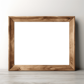 ai generato vuoto trasparente naturale di legno foto telaio su bianca parete sfondo. realistico confine di legno rettangolare immagine telaio per disegno, Immagine Schermo concetto png