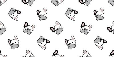 dog seamless pattern french bulldog head face vector puppy pet animal repeat wallpaper scarf isolated tile background cartoon doodle illustration design