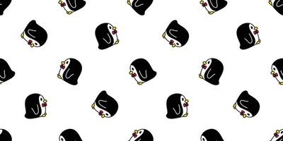 pingüino sin costura modelo pájaro vector dibujos animados garabatear bufanda aislado repetir fondo de pantalla loseta antecedentes ilustración diseño