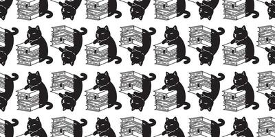 cat seamless pattern vector kitten book calico scarf isolated cartoon tile wallpaper repeat background illustration design