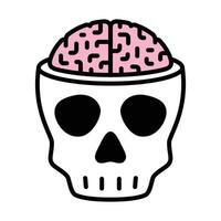 skull icon vector Halloween brain logo pirate symbol bone ghost head cartoon character illustration doodle design