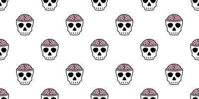 skull Halloween seamless pattern vector brain crossbone ghost pirate icon scarf isolated repeat wallpaper tile background cartoon doodle illustration design