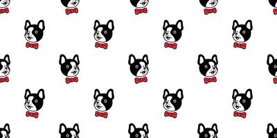 dog seamless pattern french bulldog vector face head paw footprint pet puppy bow tie animal scarf isolated repeat wallpaper tile background cartoon doodle illustration design